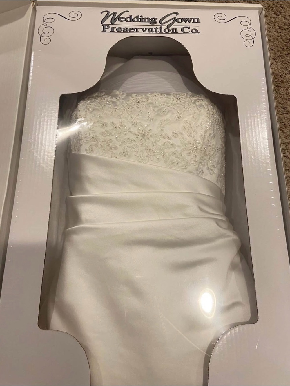 Wedding Gown in Preservation Box with Ivory Beaded Bodice